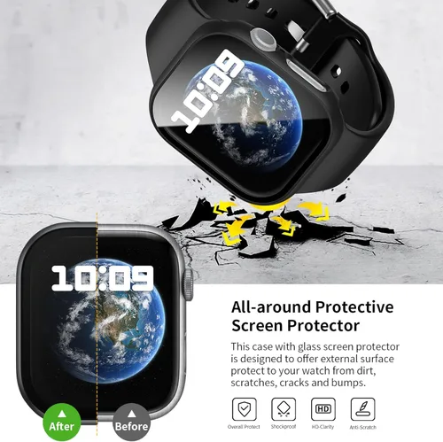 Miniatura 3 de Rontion - Juego de 6 fundas rígidas de policarbonato compatibles con Apple Watch Series 11/10 de 42 mm con protector de pantalla de vidrio templado