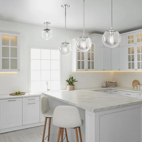 Miniatura 9 de Design House Gracelyn 588509-PC - Colgante regulable con 1 luz, globo de cristal transparente y semillero, cromo pulido