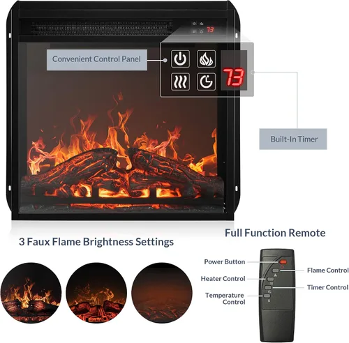 Miniatura 6 de BELLEZE Soporte de TV de 47 pulgadas con calentador eléctrico de chimenea de 18 pulgadas y consola de centro de entretenimiento multimedia para TV