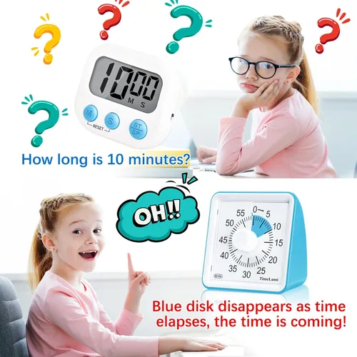Miniatura 3 de Temporizador visual de 60 minutos para niños, herramienta de gestión del tiempo, temporizador de estudio para el aula, temporizador silencioso
