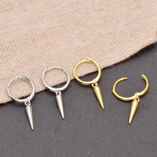 Miniatura 11 de Aretes colgantes de plata de ley 925 con pequeños aretes redondos
