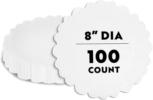 Miniatura 92 de Restaurantware Pastry Tek Blondas de Encaje de 4 x 4 Pulgadas 100 Vajilla Decorativa - Blondas de Mesa Desechables Redondas de Papel Negro