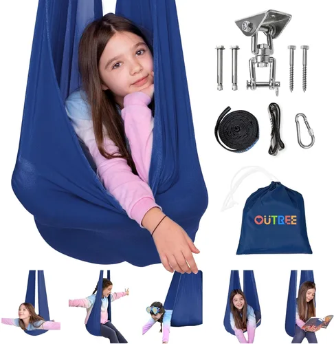 Miniatura 10 de OUTREE Columpio sensorial para niños con gancho giratorio de 360°, columpio de terapia interior ideal para autismo, TDAH, trastorno de procesamiento