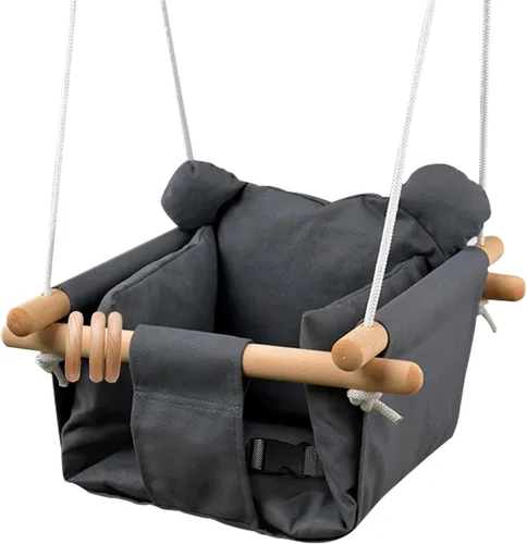 Asiento de columpio colgante de lona para bebé, juguete seguro para interiores y exteriores, color gris