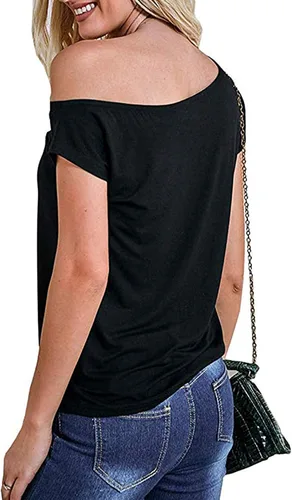 Miniatura 2 de Remidoo Blusa casual de manga corta con hombros descubiertos para mujer