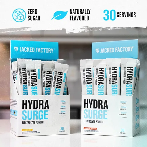 Miniatura 5 de Jacked Factory Hydrasurge - Paquetes de electrolitos en polvo, sin azúcar y endulzados naturalmente, aptos para dietas cetogénicas y veganas, se