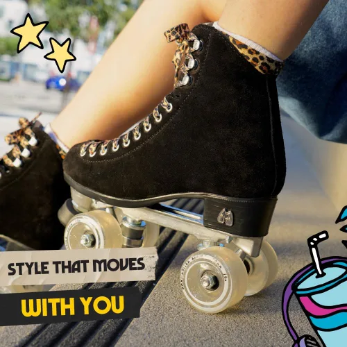 Miniatura 5 de Moxi Patines Panther para mujer, diseño duradero de caña alta con botas de patín de gamuza, forro Dri-Lex y ruedas de amortiguación versátiles