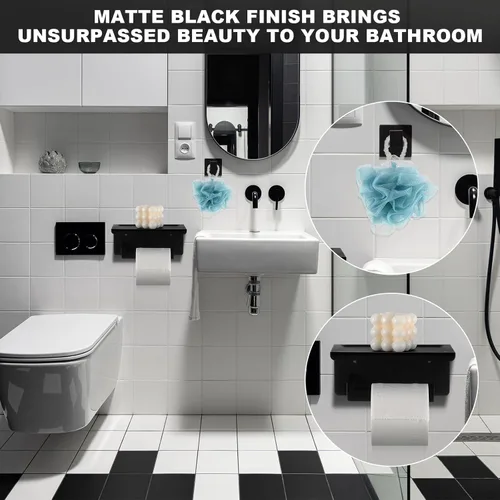 Miniatura 5 de Juego de 10 accesorios de baño, juego de accesorios de baño de 24 pulgadas, barra de toalla de baño de acero inoxidable, toalleros, gancho