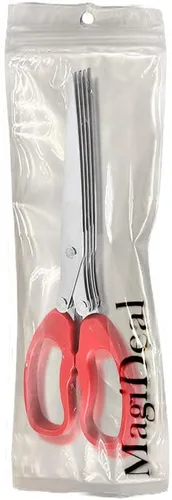 Miniatura 4 de MagiDeal Shredder Tijeras multipropósito multihoja tijeras de corte con acero inoxidable 5 cuchillas (rojo)