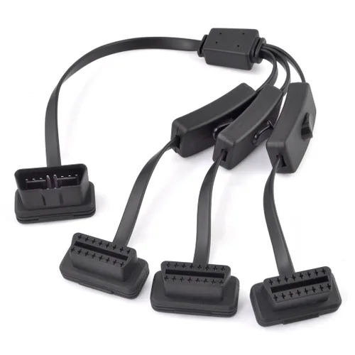 Miniatura 8 de iKKEGOL OBD2 OBDII 1 a 3 Perfil ultra bajo 16 pines macho a hembra Cable divisor Y Cable de extensión de diagnóstico 50 cm / 20
