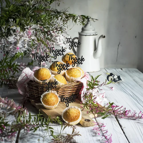 Miniatura 8 de Gyufise Paquete de 36 adornos para cupcakes con purpurina negra para Acción de Gracias, decoraciones para baby shower, niños y niñas, suministros