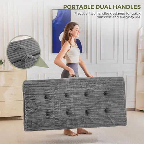 Miniatura 3 de MAXYOYO Colchón plegable con asas, colchón de piso de 6 pulgadas, sofá cama de triple pliegue, cama plegable de pelo sintético suave con relleno