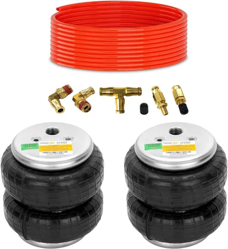 TORQUE Paquete de 2 Resortes Neumáticos Universales Bolsa de Aire Repuesto 1/2" NPT Puerto Único Doble Fuelle Estándar 2600 libras con Línea de Aire