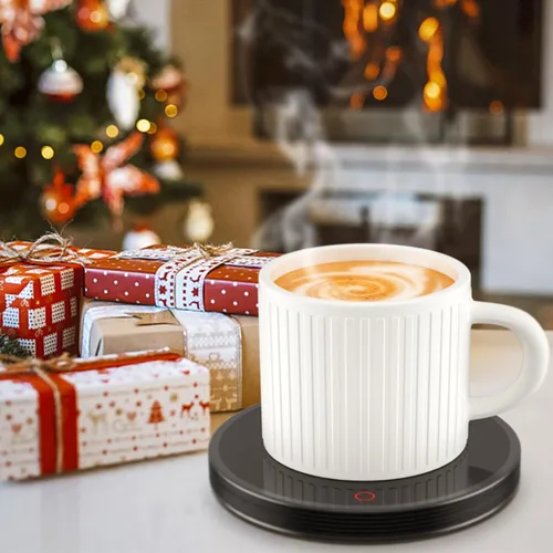 Miniatura 6 de GLSY Calentador de taza de café, calentador de tazas para escritorio, plato calentador de bebidas eléctrico con 2 ajustes de temperatura para té