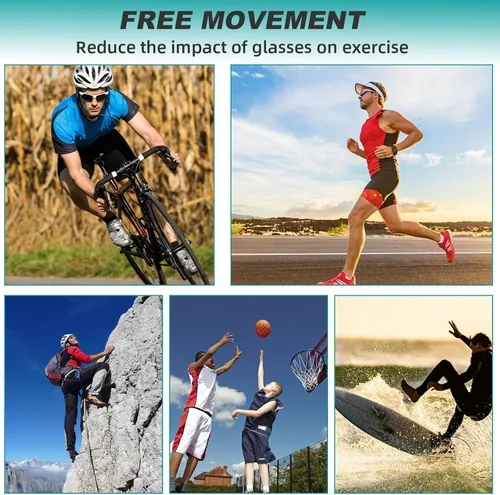 Miniatura 7 de 4 correas de soporte para gafas, tela elástica sin cola para gafas, cordón para el cuello, ajustable para lentes de sol deportivos y soporte