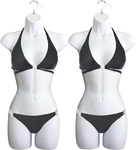 Miniatura 25 de Maniquí Femenino de Cadera de Torso Largo Espalda Hueca Cuerpo Apilable Forma de Vestido con Gancho Colgante para Exhibición de Camisetas, Encimera