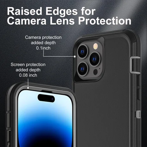 Miniatura 3 de YKHJKLEC Funda para iPhone 14 Pro, grado militar 3 en 1, resistente a los golpes, a prueba de caídas, polvo con 2 protectores de pantalla de vidrio