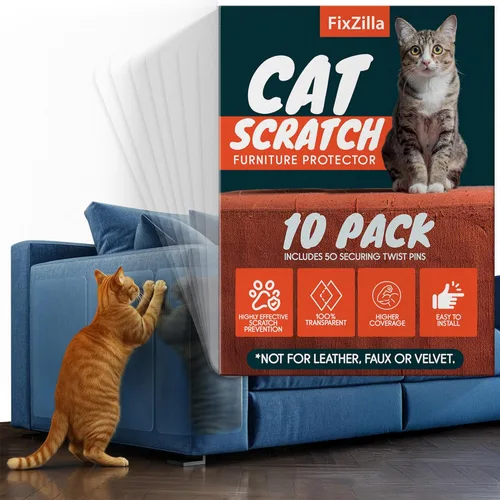 Miniatura 10 de Protector Anti Arañazos para Muebles de FixZilla, Juego de 8 Protectores para Sofá contra las Garras de los Gatos – Detergente Anti Arañazos