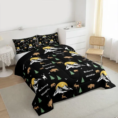 Miniatura 4 de Erosebridal Happy Camping - Edredón tamaño individual para niños, juego de ropa de cama de animales del bosque del bosque para bebés, niños y niñas