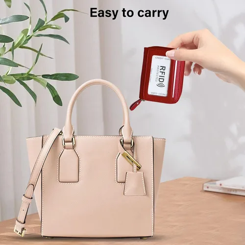 Miniatura 13 de Tarjetero RFID de bolsillo con ventana para ID, piel genuina, S, Negro