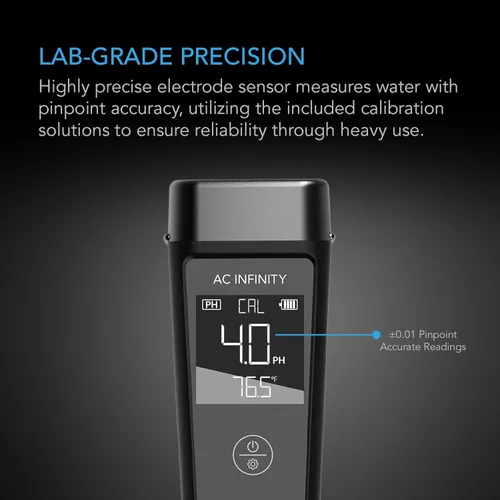 Miniatura 3 de AC Infinity Kit de Medidor Hidropónico PRO, Lápiz Digital de pH de Alta Precisión con Precisión de pH ±0.01 y Sonda Intercambiable, Medidor Todo