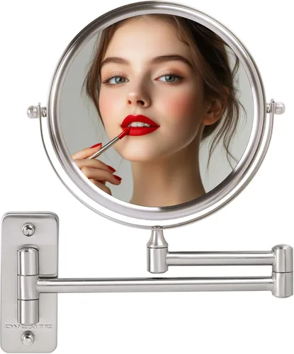Miniatura 19 de OVENTE Espejo de maquillaje montado en la pared de 7 pulgadas con aumento 1X/10X, espejo redondo de tocador de baño de doble cara, diseño giratorio
