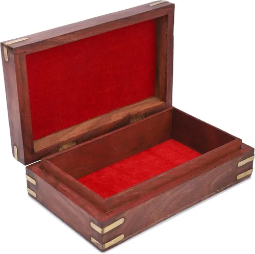 Miniatura 3 de Ajuny Joyero de madera hecho a mano para mujer, tallado a mano, organizador de viaje de almacenamiento de recuerdos, organizador de viaje