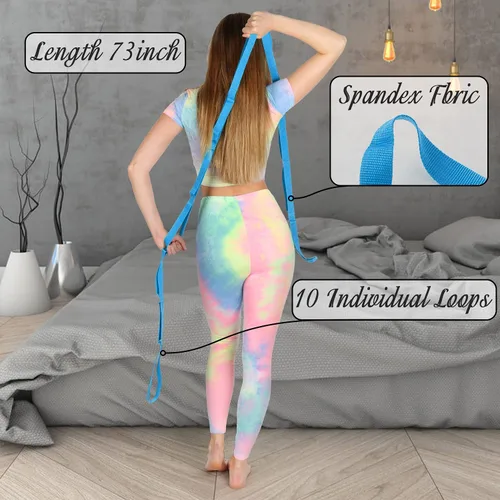 Miniatura 3 de Scotamalone Correa elástica para yoga, terapia física para entrenamiento en casa, ejercicio, pilates y gimnasia, 10 bucles bandas elásticas no Verde