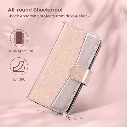 Miniatura 5 de ULAK Funda tipo cartera para iPhone SE 3 (2022)/SE (2020)/8/7 con soporte para tarjetas, funda de piel sintética de alta calidad con ranuras