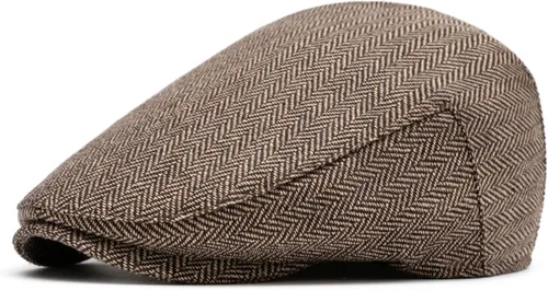 meioro Gorra plana de espiga para hombre, gorra clásica de tweed de Newsboy, gorra de mezcla de lana, gorra plana de Gatsby, gorras de hiedra Caqui