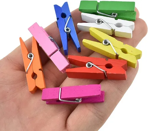 Miniatura 7 de HAHIYO Pinzas para ropa de madera doradas, mini pinzas para la ropa, no se deshacen de 1 pulgada de largo, paquete de 80 resortes resistentes