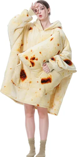 Miniatura 11 de Aemicion - Manta con capucha tipo sudadera tamaño grande, vellón Sherpa con mangas y bolsillo, unisex para adultos, ideal para hogar, oficina