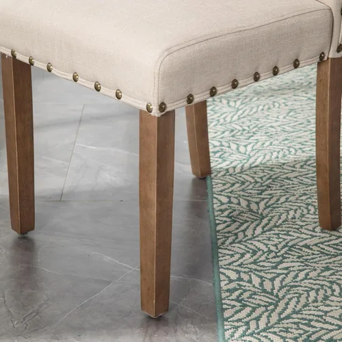 Miniatura 12 de Juego de sillas de cocina Parsons para comedor, tapizado moderno, elegante, de tela, con respaldo alto y ribete de cabeza de clavo color bronce