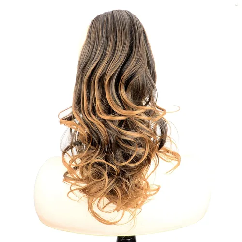 Miniatura 10 de Extensiones de cola de caballo cortas con clip, onduladas, rizadas y onduladas, sintéticas envolventes con clip, de 13 pulgadas, para mujeres