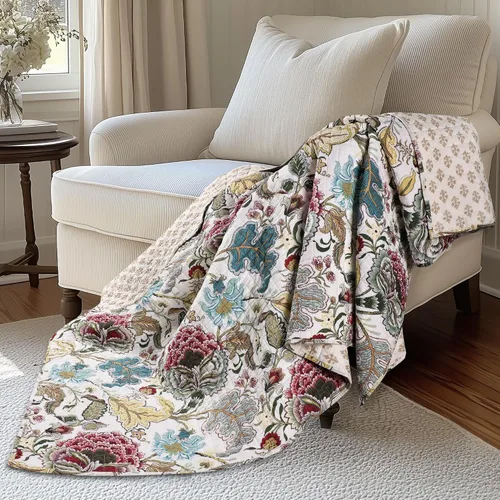 Miniatura 11 de Levtex Home Angelica - Juego de colcha reversible individual (80x106 pulgadas) con 1 funda de almohada (26x20 pulgadas) - Ropa de cama floral - Azul