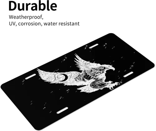 Miniatura 6 de Placa de Matrícula de Aluminio Águila Brújula Montaña Bosque Luna Nubes 6 x 12 Pulgadas Placa de Matrícula Frontal de Metal para Automóvil Cubierta