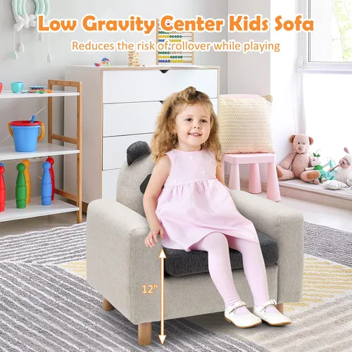 Miniatura 8 de Costzon Sofá para niños, sofá de dibujos animados para niños con marco de madera maciza, cojín grueso, sillón infantil para sala de juegos, jardín
