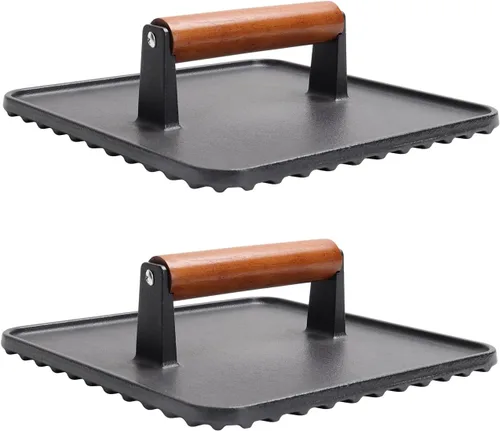 Miniatura 10 de SafBbcue Cubierta Domer Rectangular de Acero Inoxidable de 14" para Derretir Queso y Cobertura de Rociado & Plancha Rectangular de Hierro Fundido