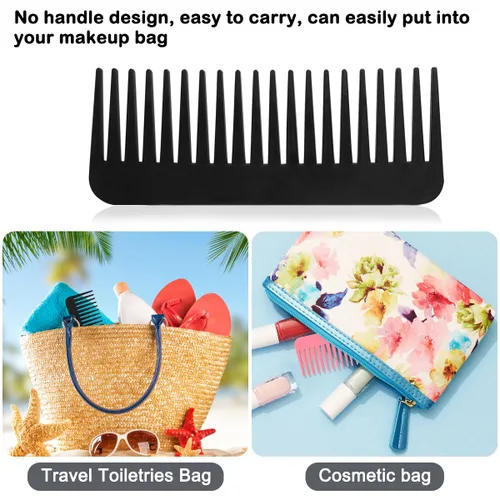 Miniatura 4 de Juego de 3 peines grandes para el cabello, dientes anchos, apto para champú, para cabello húmedo, seco, largo y rizado, peines de plástico en 3