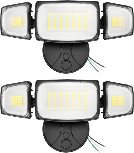 Miniatura 13 de Olafus Luces de inundación de 55 W para exteriores, luces LED de seguridad de 5500 LM, luz de inundación exterior de 6500 K con 3 cabezales Marrón