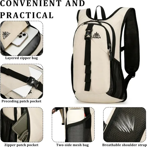 Miniatura 4 de Mochila de senderismo pequeña de 15L plegable ultraligera Trekking Camping al aire libre Mochila para mujeres hombres (beige)