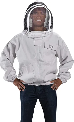 Miniatura 2 de Bees & Co K74 Chaqueta de apicultor de algodón natural con velo de esgrima Crystal White