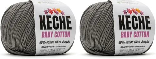 Miniatura 31 de Keche Hilo de algodón, 60% algodón, 40% hilo acrílico, hilo de algodón suave para crochet y tejer, hilo amigurumi, 1 madeja/bola, 1.76 onzas (50g)