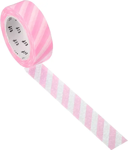 PATIKIL Cinta holográfica Washi de 0.59 pulgadas x 10.93 yardas, 1 rollo de calcomanías autoadhesivas con patrón de rayas para decoración de Rosa