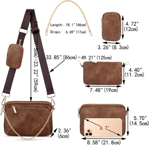 Miniatura 6 de UTO Small Crossbody Bags for Women 3 in 1 Trendy Belt Purse Fashion Designer Mini Cute Sling Fanny Chest Pack