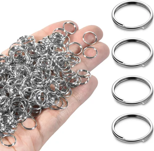 Miniatura 12 de 300 llaveros pequeños dorados de 1/2 pulgada, anillos divididos de doble bucle, mini llavero de metal para llavero, etiqueta de collar de mascotas