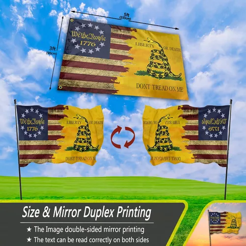 Miniatura 3 de Bandera de 3 x 5 pies 1776 bandera americana retro bandera de la libertad de poliéster doble cara impresión espejo para habitación exterior patio