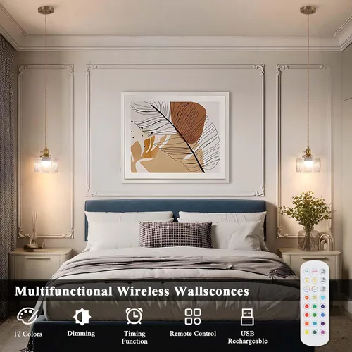Miniatura 4 de Lámpara Colgante a Batería, Accesorios de Iluminación Vintage 2500mAh 6.6 pulgadas Bombilla RGB con Control Remoto Lámpara de Araña Inalámbrica