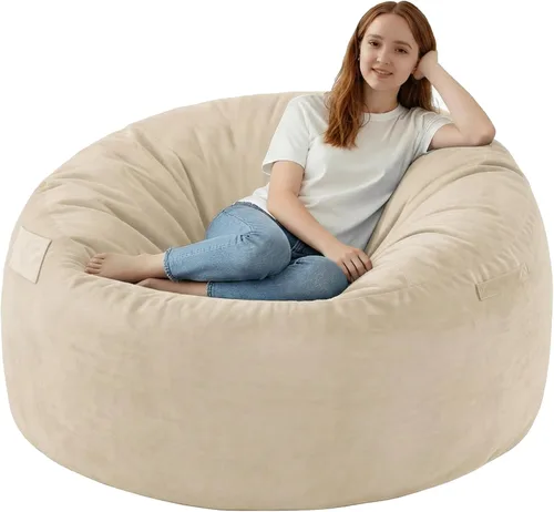 Miniatura 69 de Silla de Puf de 3 Pies, Sillas de Puf Cómodas con Relleno de Espuma Viscoelástica, Sofá de Puf Esponjoso con Funda de Terciopelo Holandés, Sillas