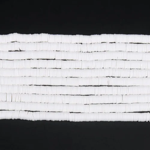 Miniatura 5 de 3600 cuentas de arcilla blanca para hacer pulseras, 10 hebras planas redondas de arcilla polimérica cuentas de 0.236 in espaciador Heishi para hacer